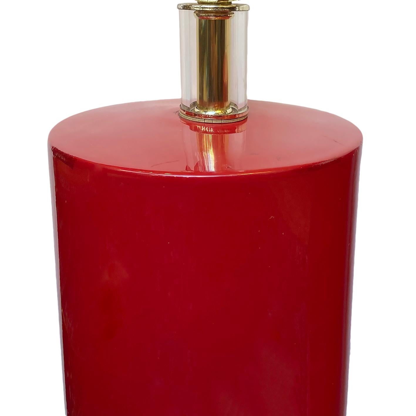 Glazed Vintage Red Porcelain Lamps