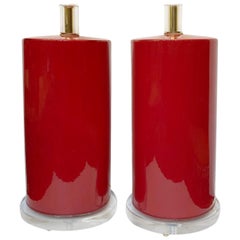 Vintage Red Porcelain Lamps