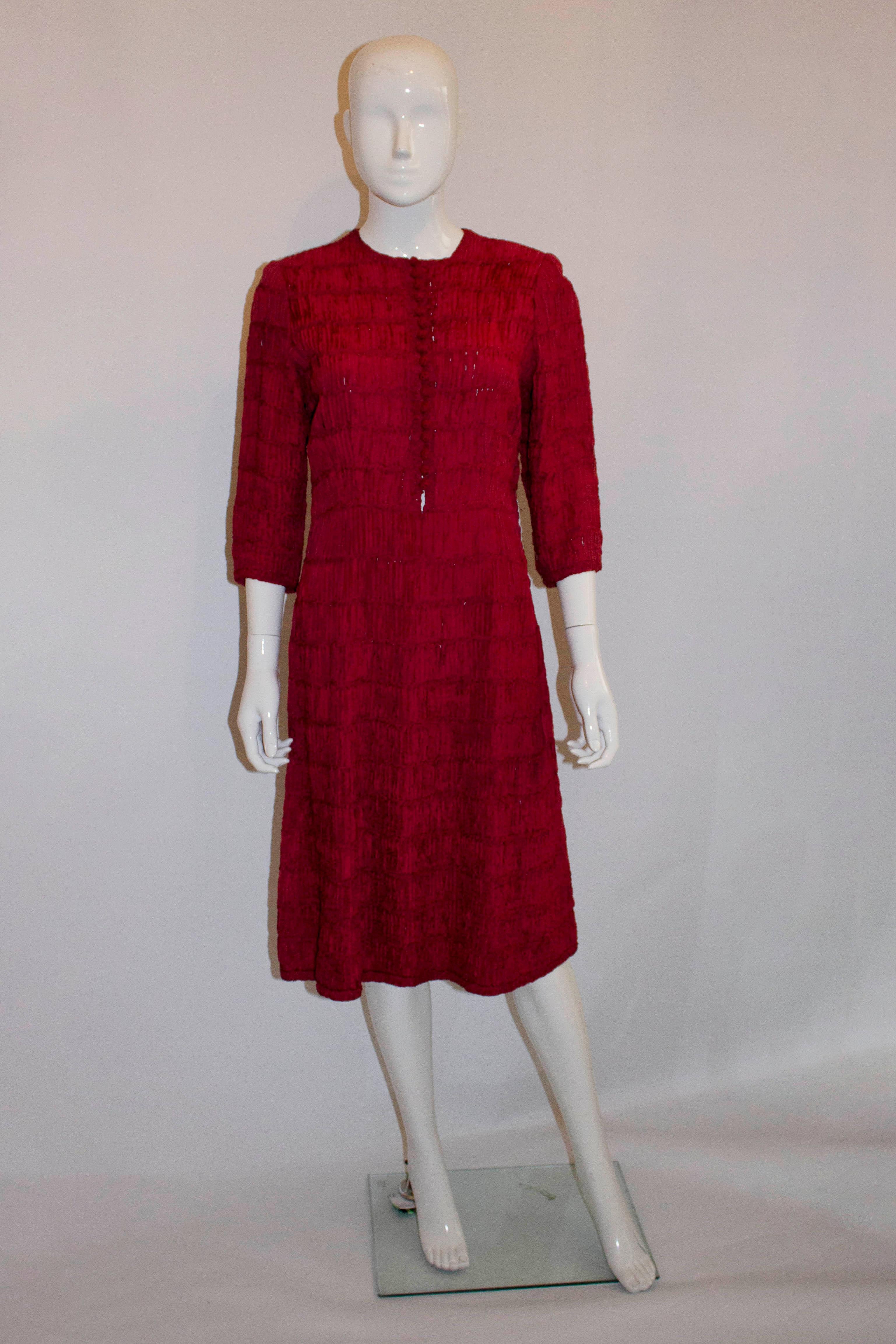 Vintage Red Ribbonwork Dress by Glengyle In Good Condition For Sale In London, GB