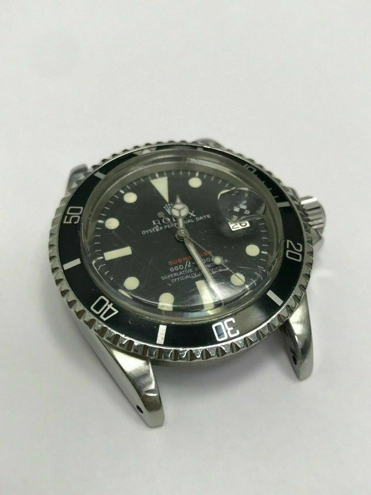 Vintage Red Rolex Submariner 1680 Original Dial Complete Box & Papers, 1970 In Fair Condition For Sale In San Diego, CA
