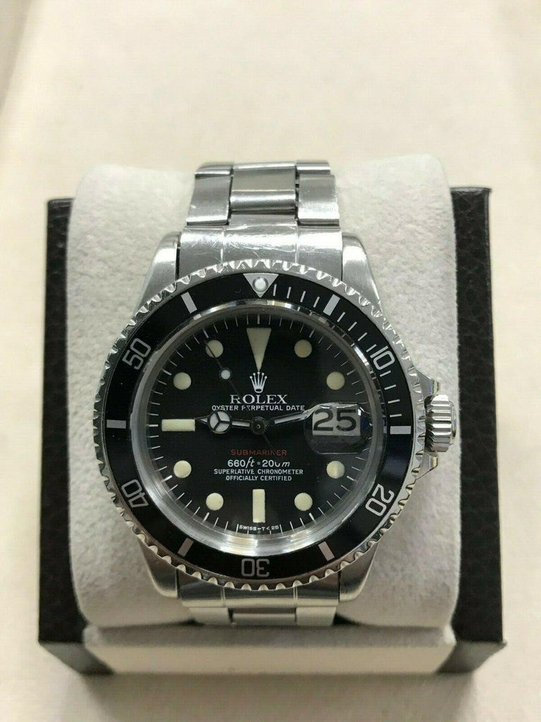 Vintage RED Rolex Submariner 1680 Stainless Steel 1973 Mark VI Dial 1973  For Sale at 1stDibs