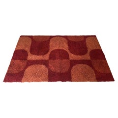 Vintage Red Rya rug by Ege Taepper  1970s