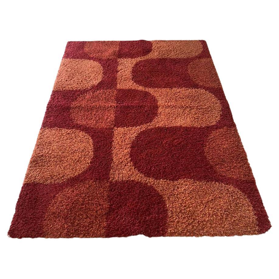 Mid-Century Modern Vintage Red Rya rug by Ege Taepper  1970s For Sale