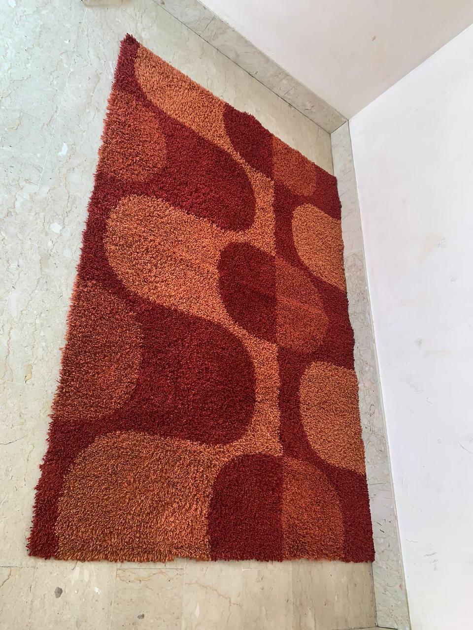 Hand-Crafted Vintage Red Rya rug by Ege Taepper  1970s For Sale