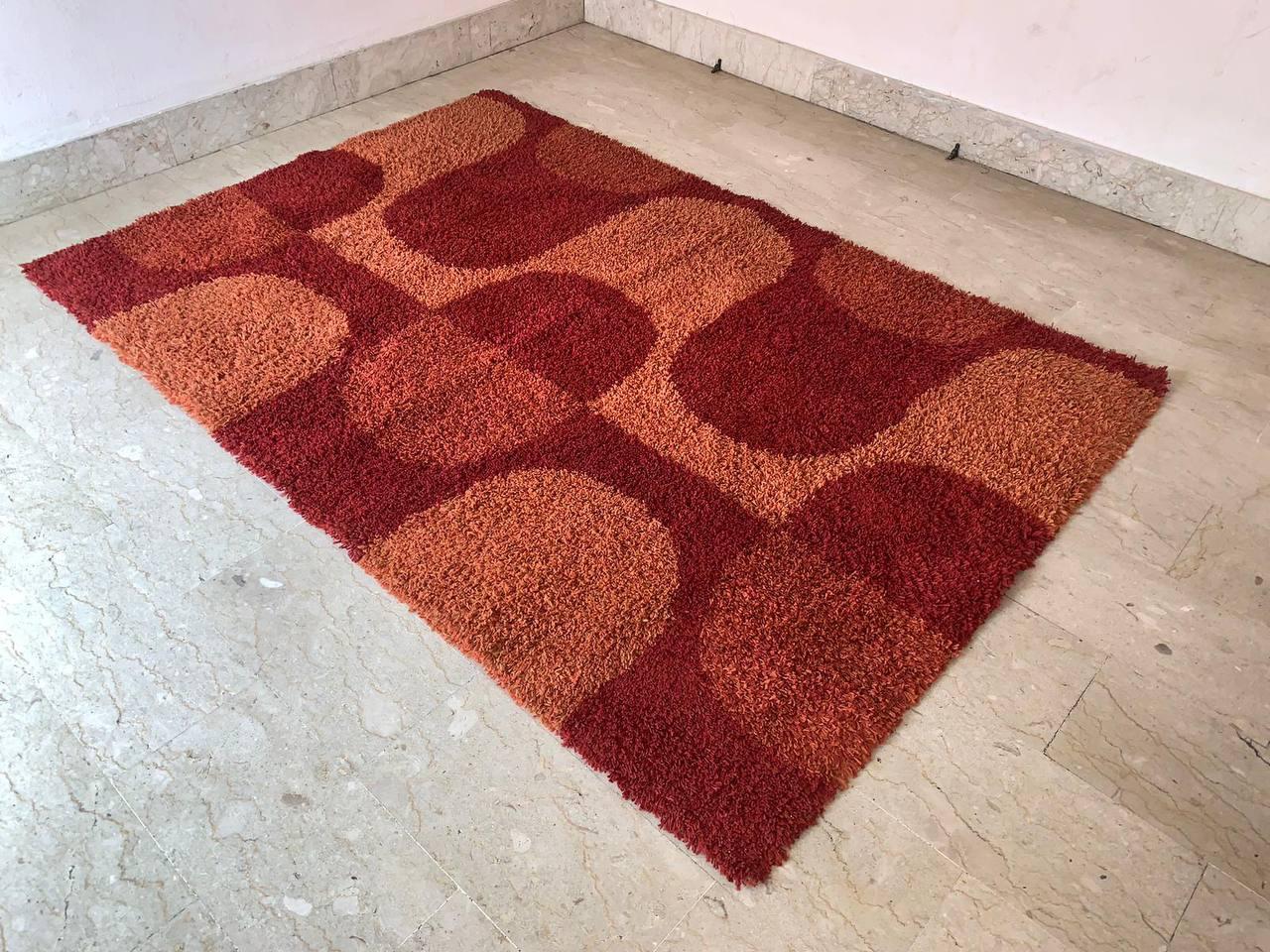 Fabric Vintage Red Rya rug by Ege Taepper  1970s For Sale