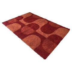 Vintage Red Rya rug by Ege Taepper  1970s
