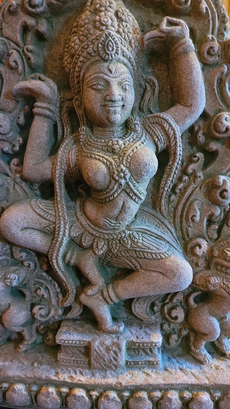 Anglo-Indian Vintage Red Sandstone Carving of Shiva Nataraja