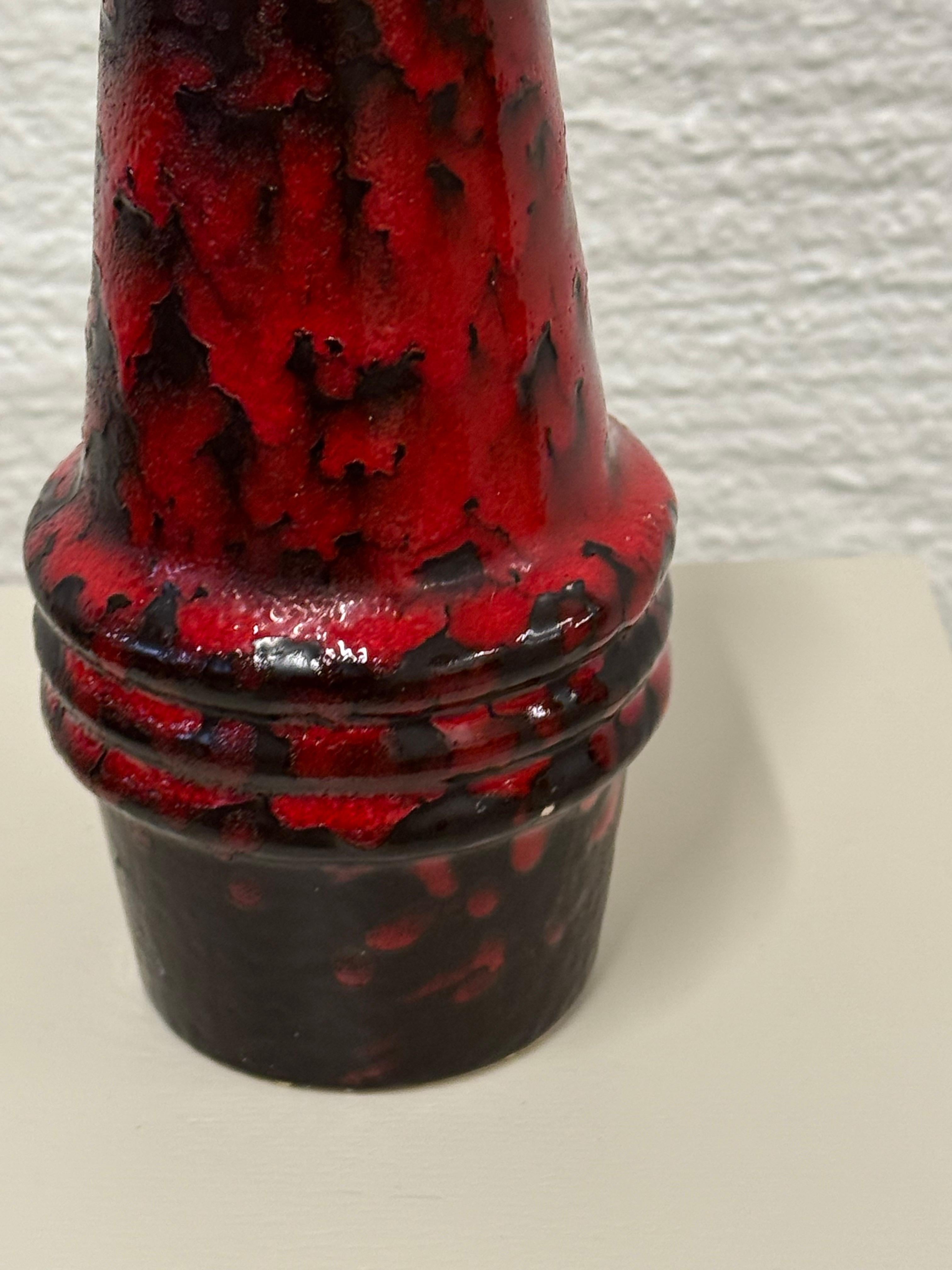 Ceramica Vaso Scheurich Glava rosso vintage, Germania Ovest, anni '60 in vendita