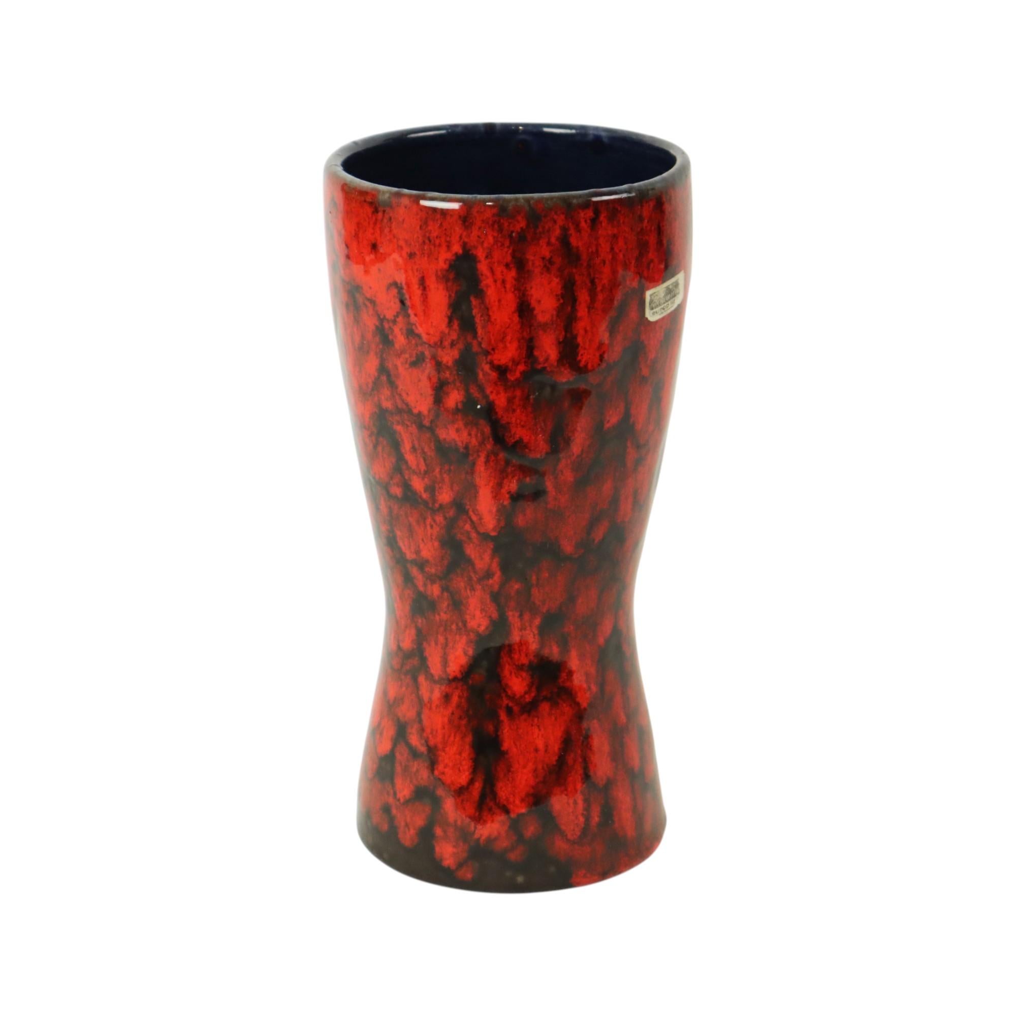 Smaltato Vaso Scheurich rosso d'epoca con smalto di lava 244-22 in vendita