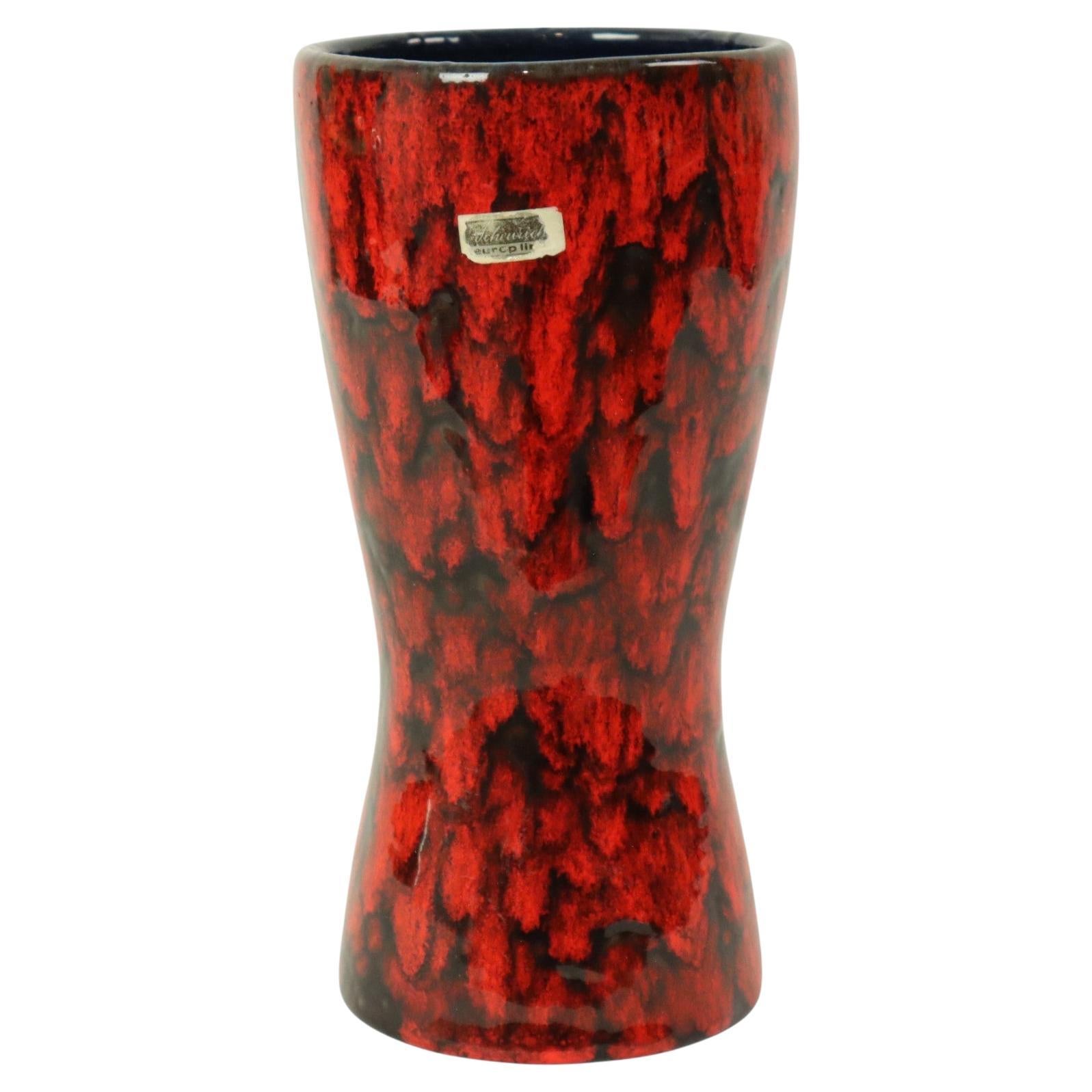 Vaso Scheurich rosso d'epoca con smalto di lava 244-22 in vendita