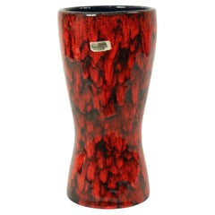 Vintage Red Scheurich Vase Fat Lava Glaze 244-22