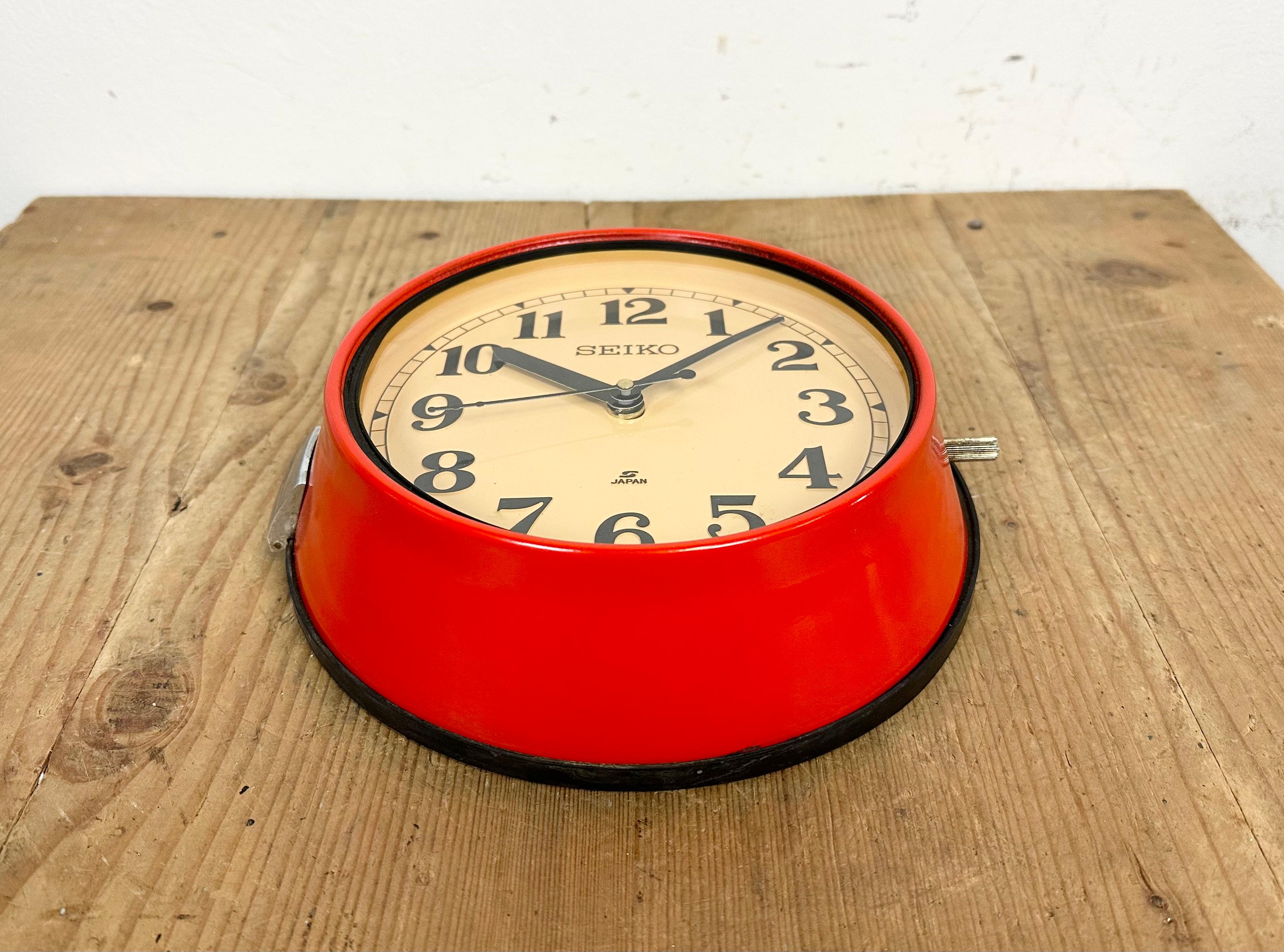 Glass Vintage Red Seiko Maritime Wall Clock, 1970s For Sale