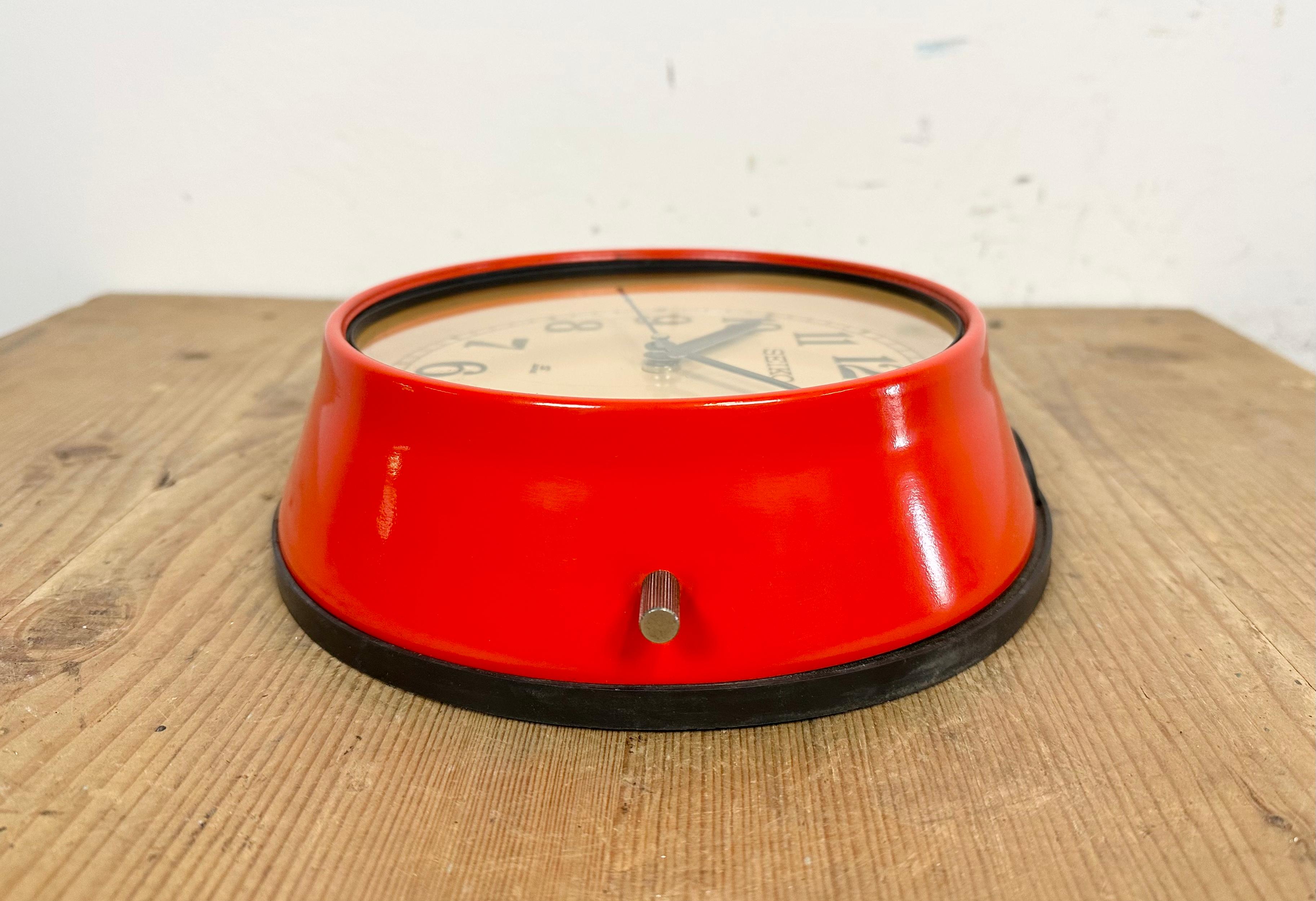 Vintage Red Seiko Maritime Wall Clock, 1970s 2