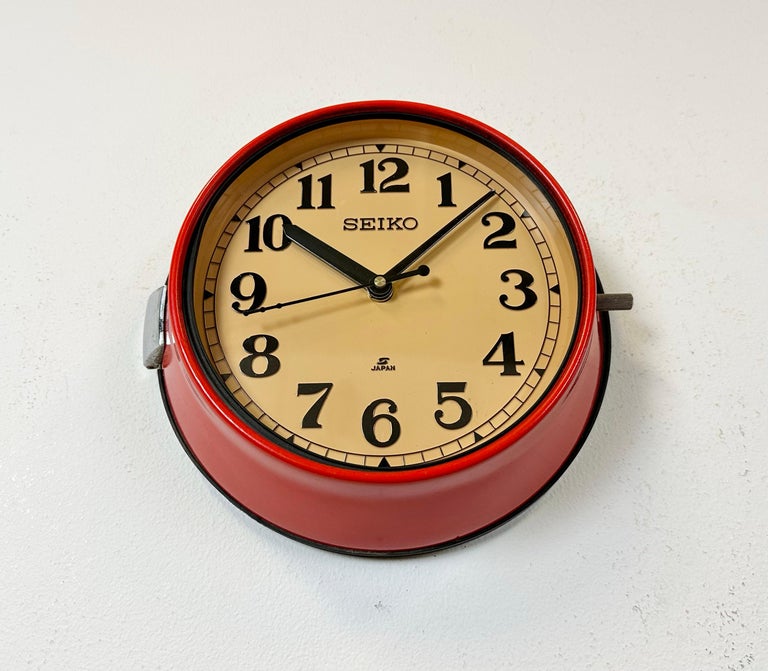Vintage Red Seiko Maritime Wall Clock, 1970s For Sale at 1stDibs