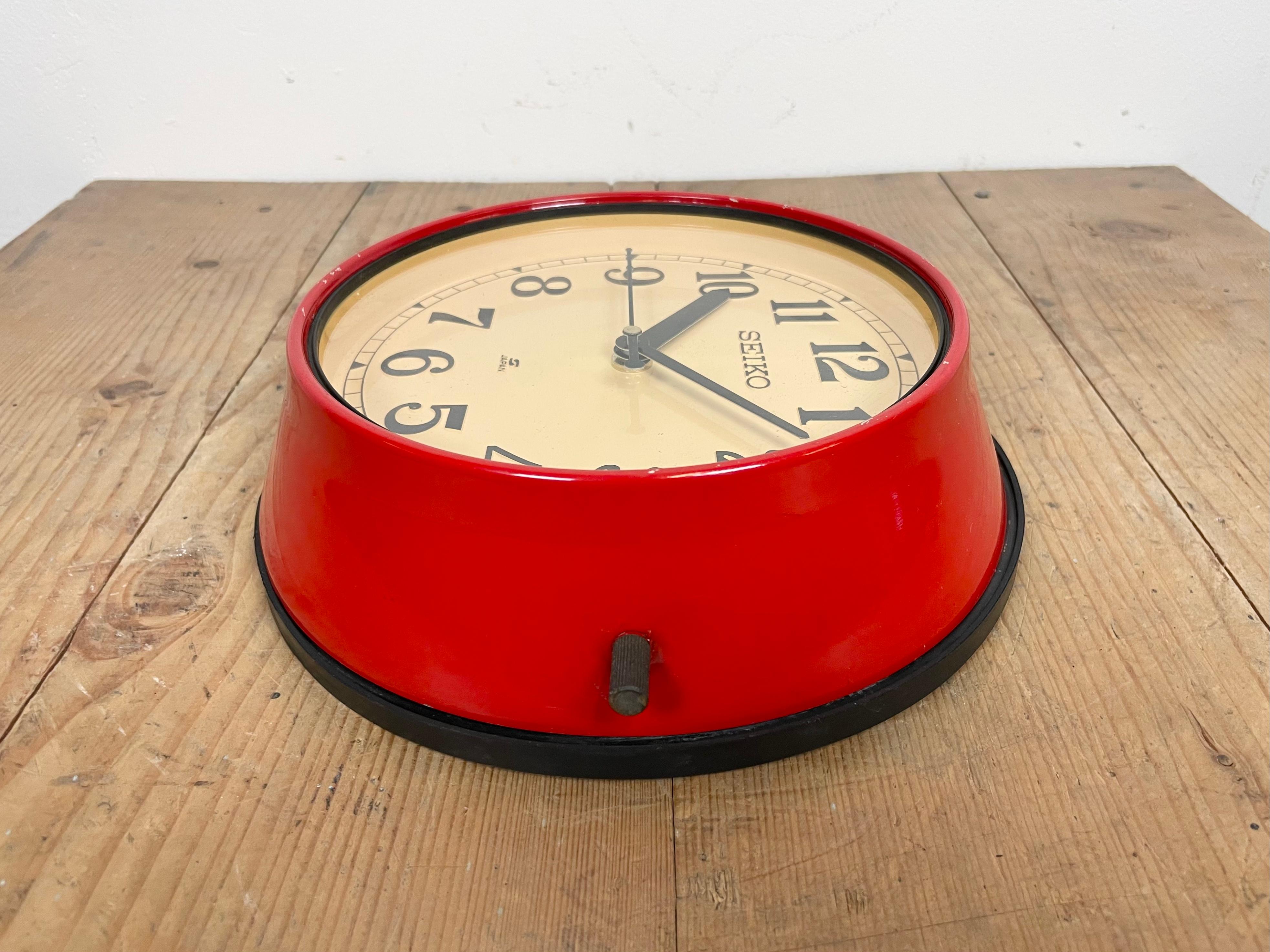 Late 20th Century Vintage Red Seiko Navy Wall Clock, 1970s