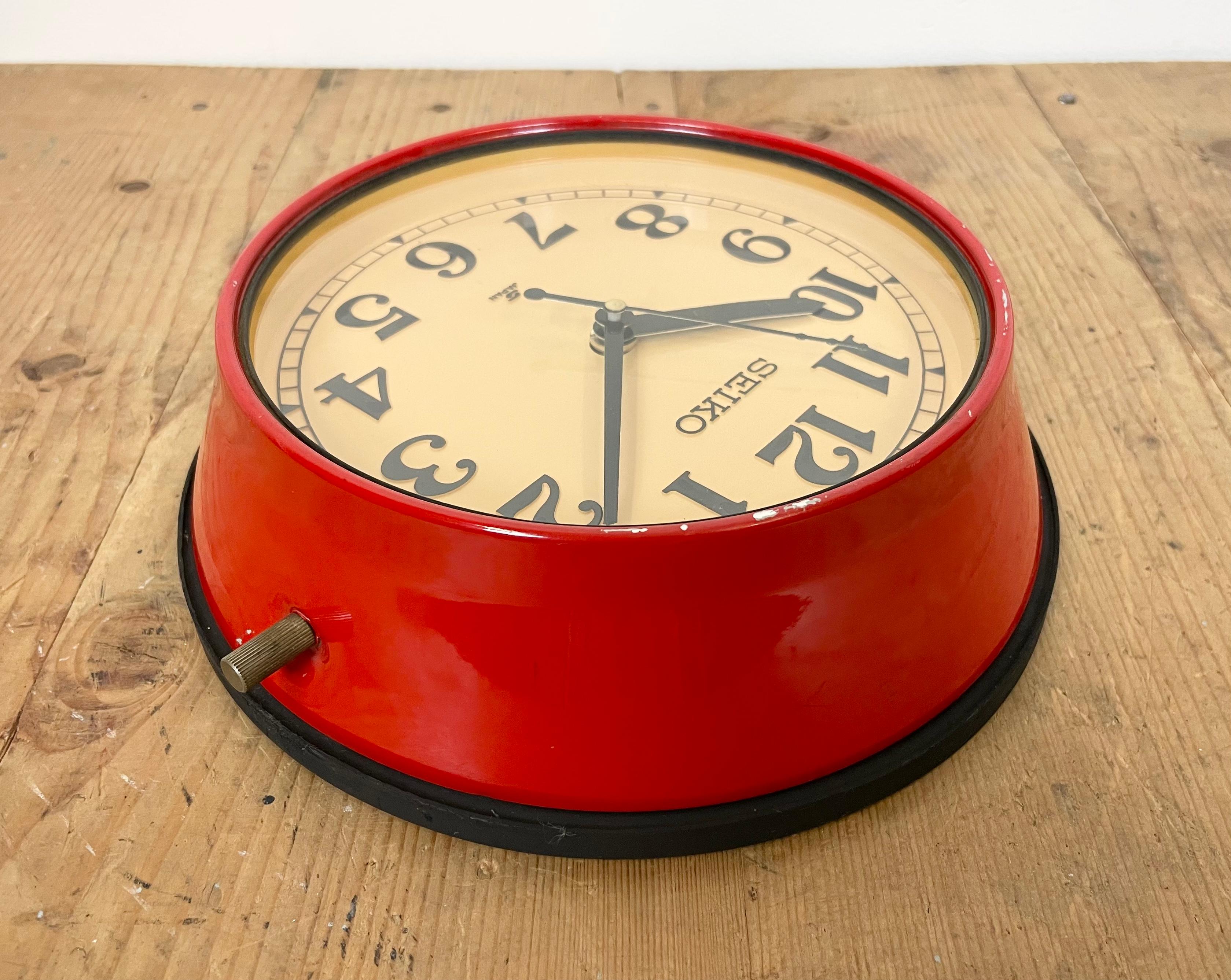 Vintage Red Seiko Navy Wall Clock, 1970s 1