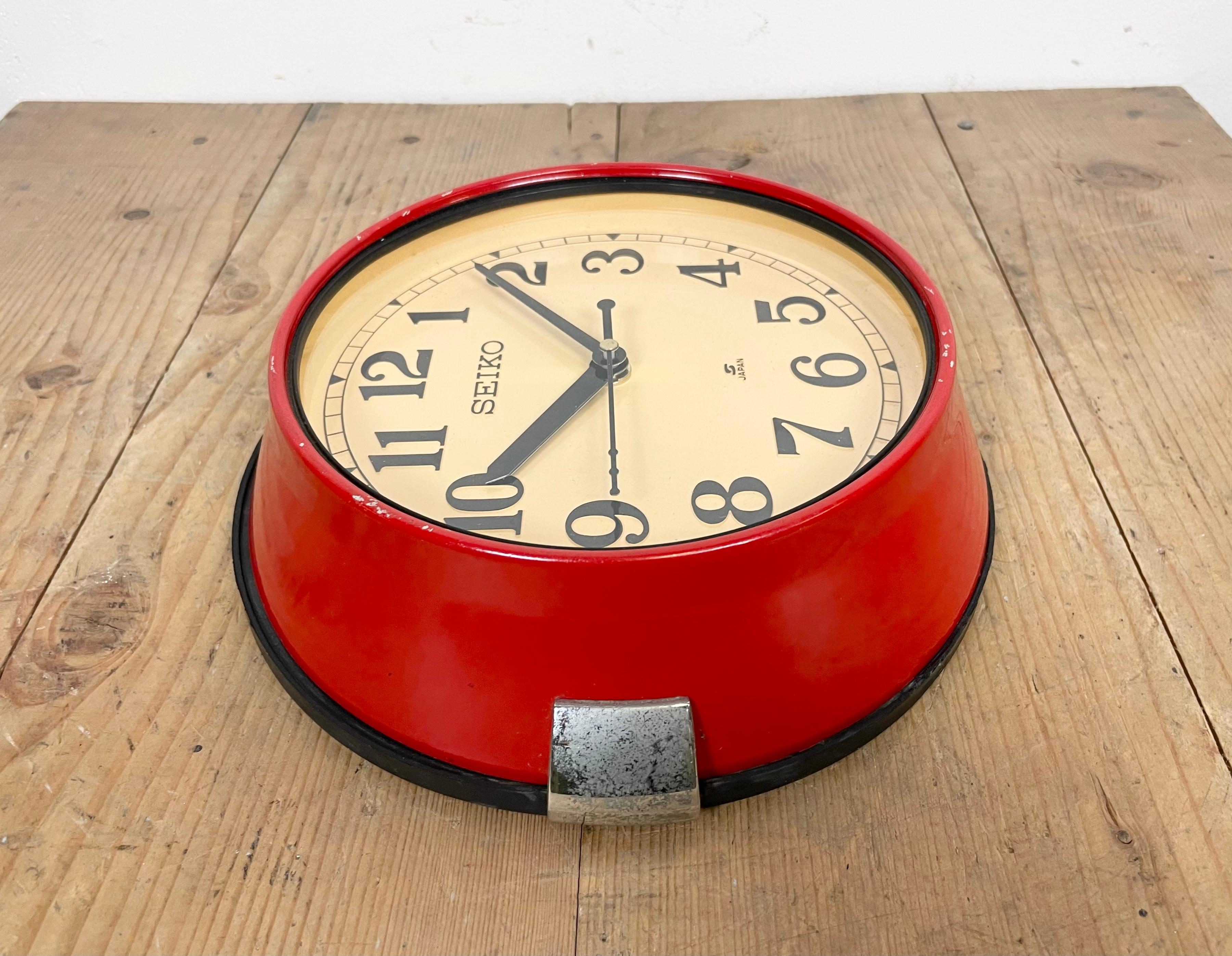 Vintage Red Seiko Navy Wall Clock, 1970s 1