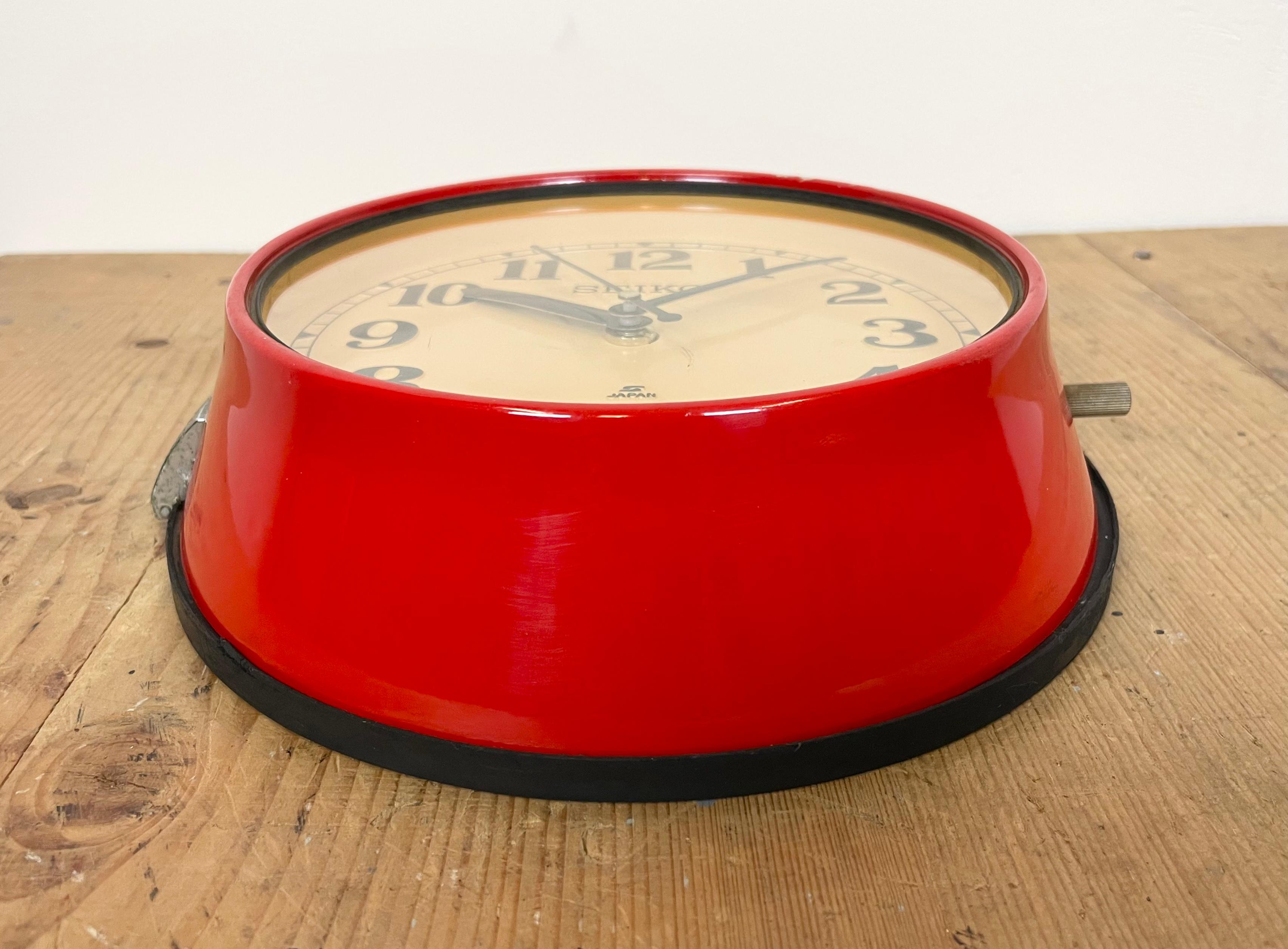 Vintage Red Seiko Navy Wall Clock, 1970s 3