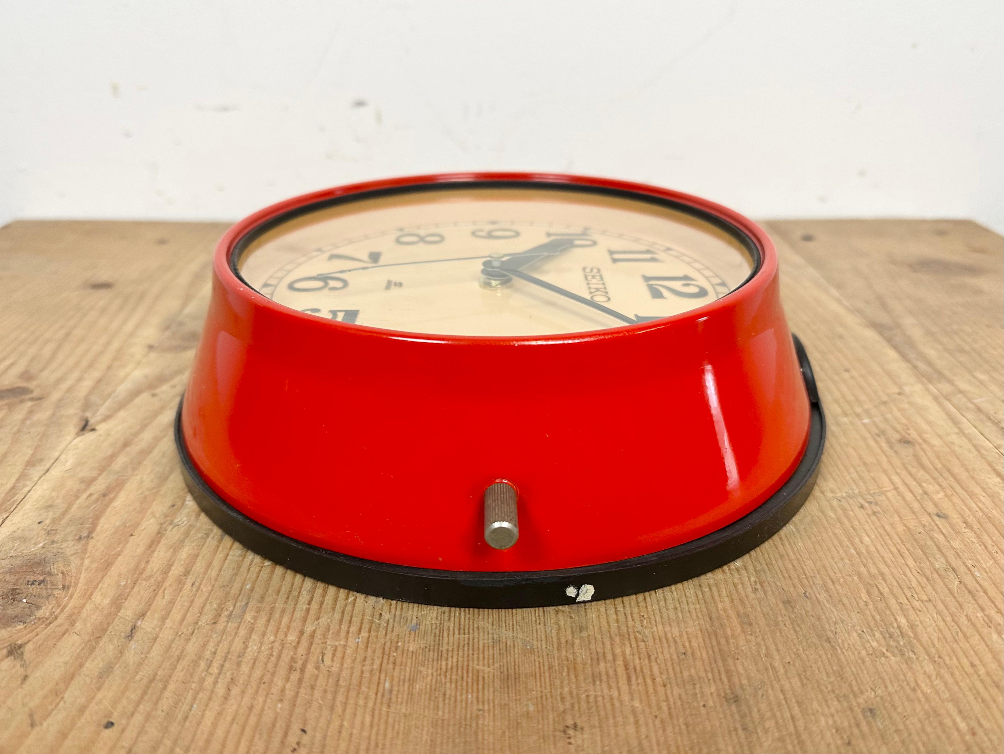 Vintage Red Seiko Navy Wall Clock, 1970s For Sale 4