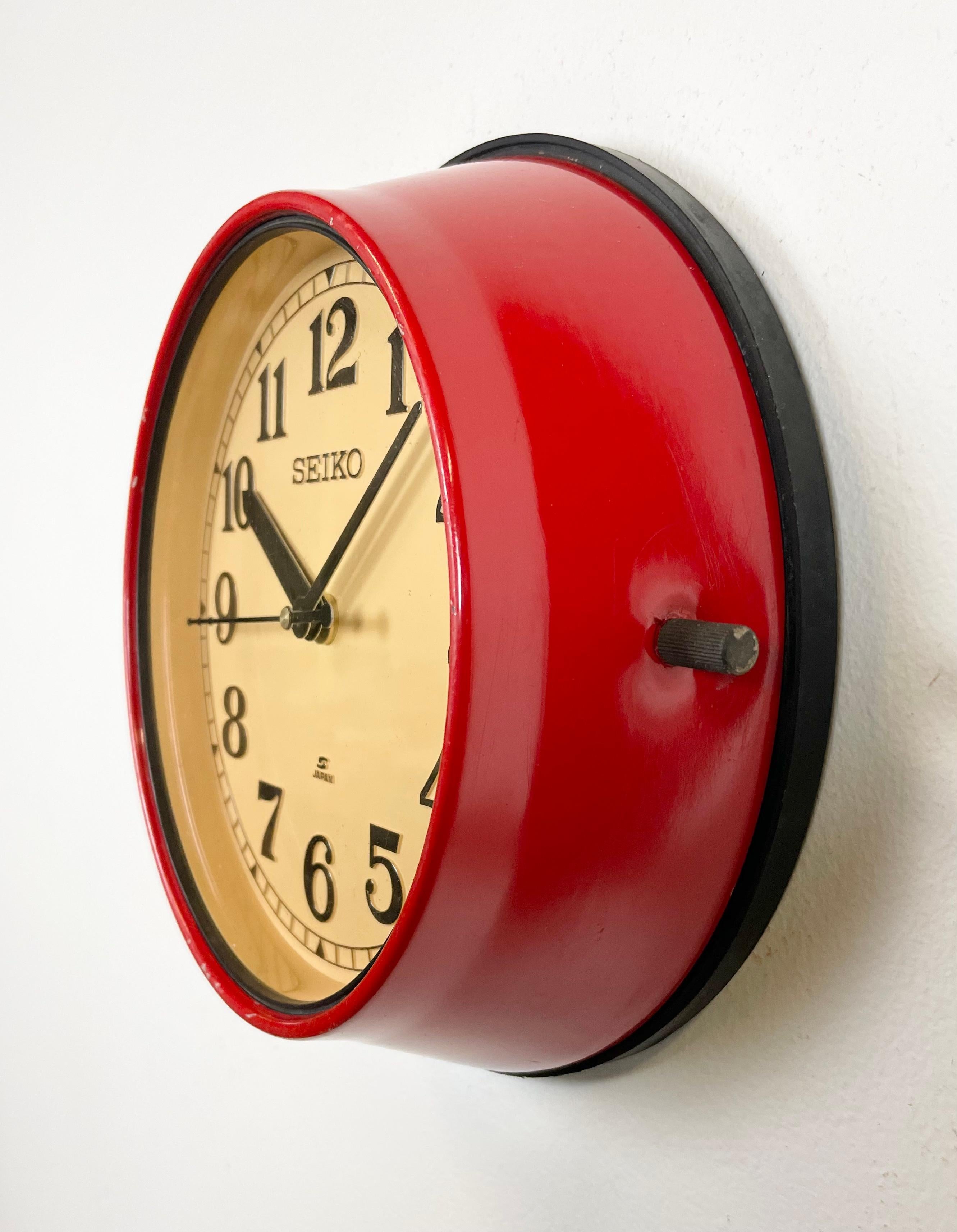 Vintage Red Seiko Navy Wall Clock, 1970s 4