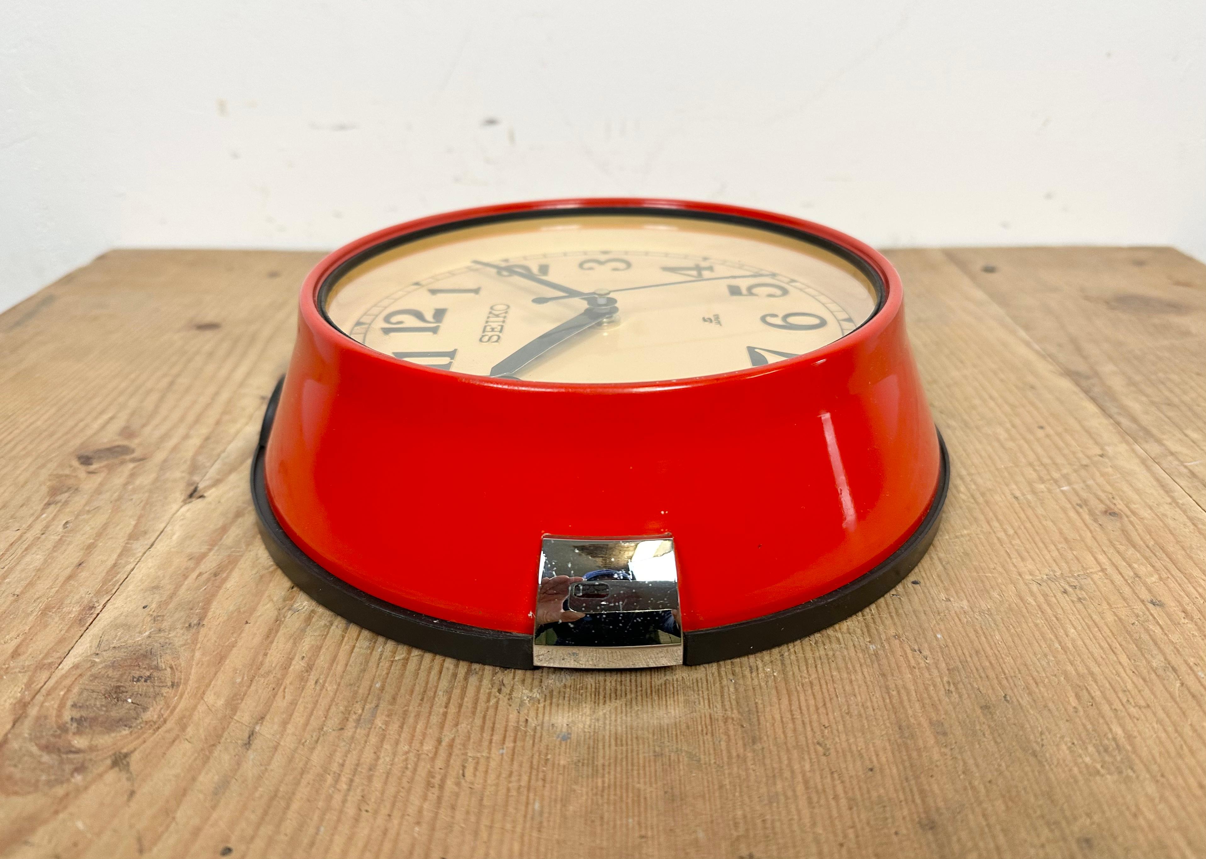 Vintage Red Seiko Navy Wall Clock, 1970s For Sale 5