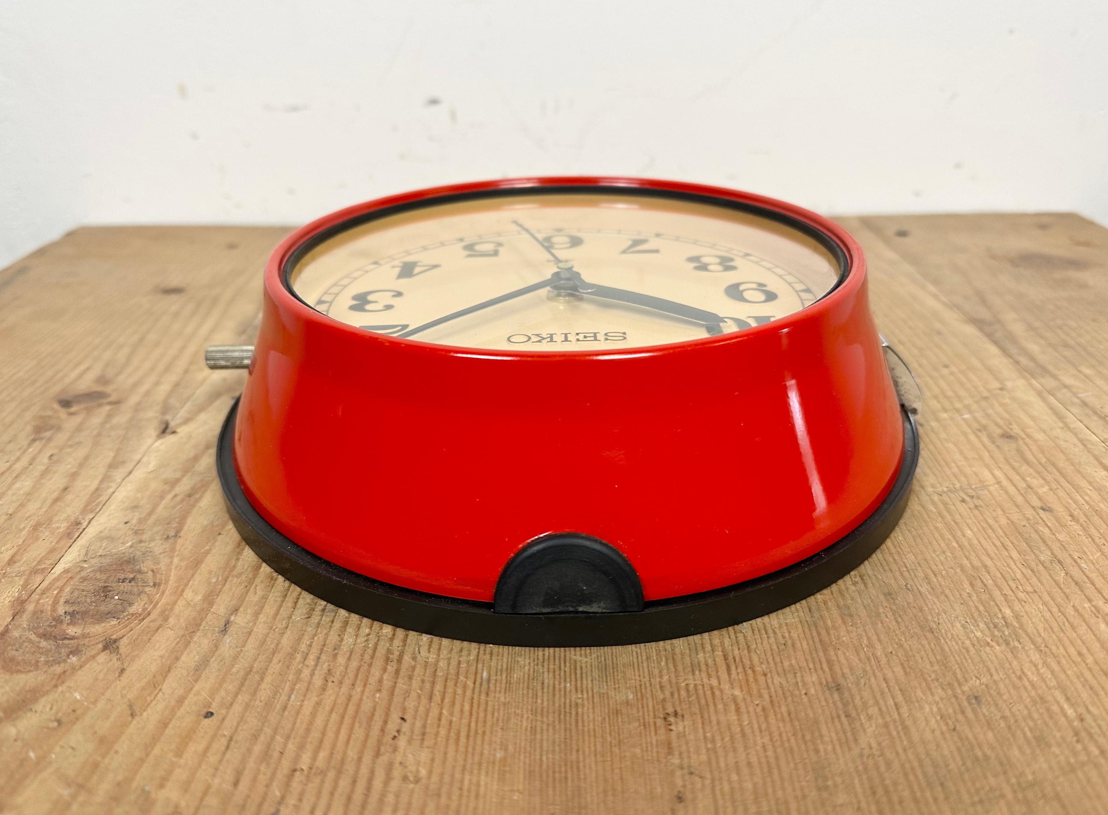 Vintage Red Seiko Navy Wall Clock, 1970s For Sale 7