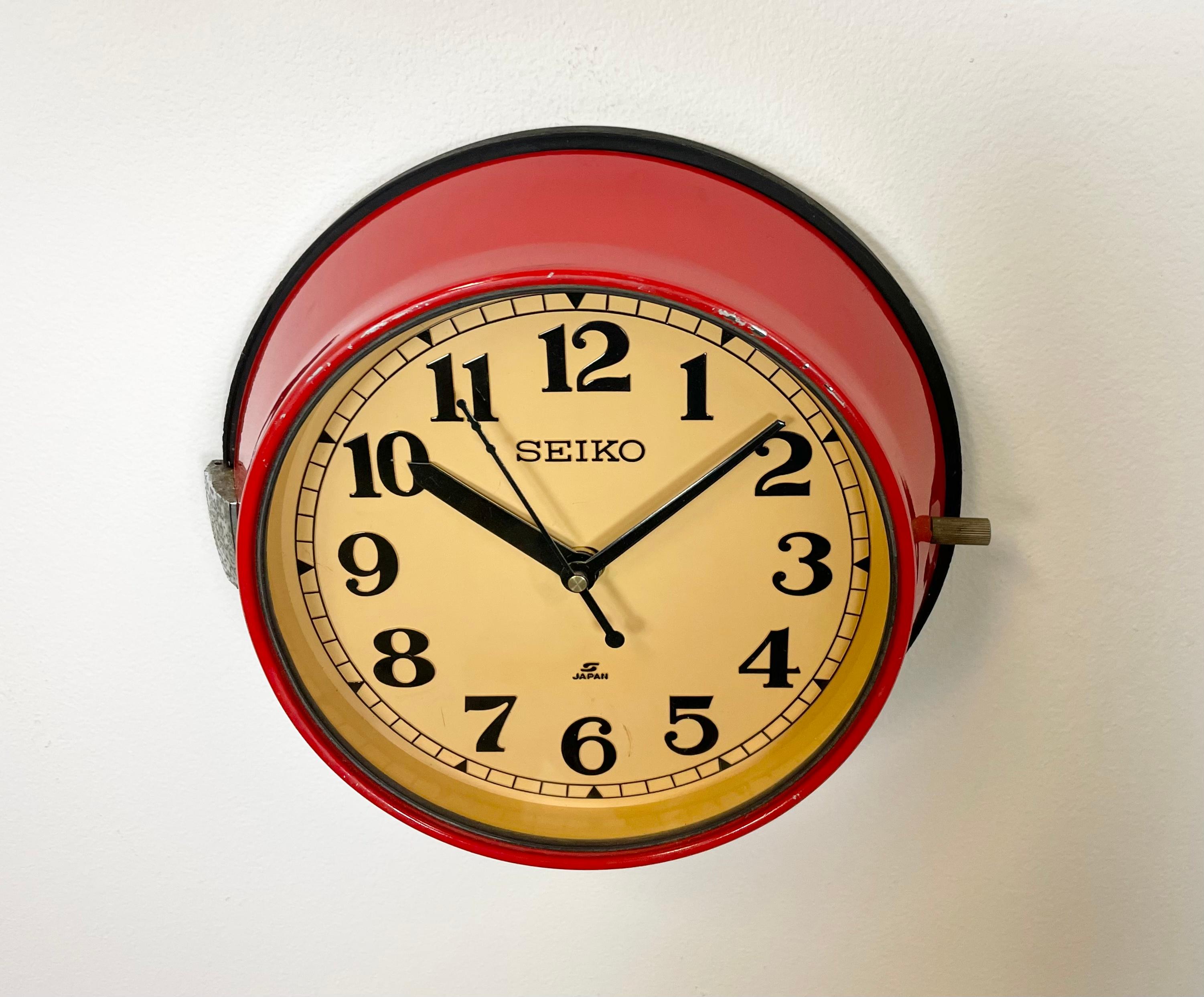 Japanese Vintage Red Seiko Navy Wall Clock, 1970s