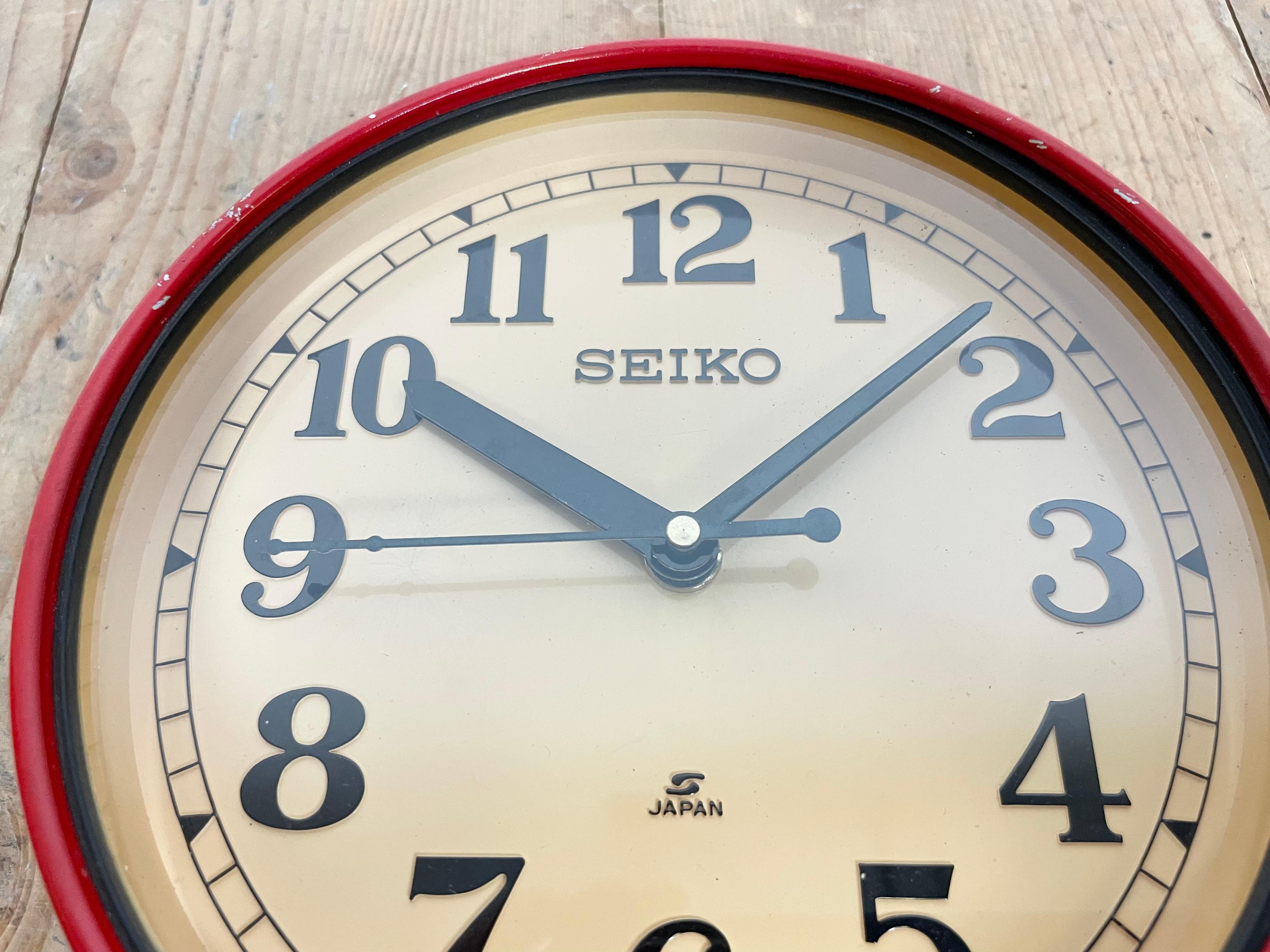 Lacquered Vintage Red Seiko Navy Wall Clock, 1970s