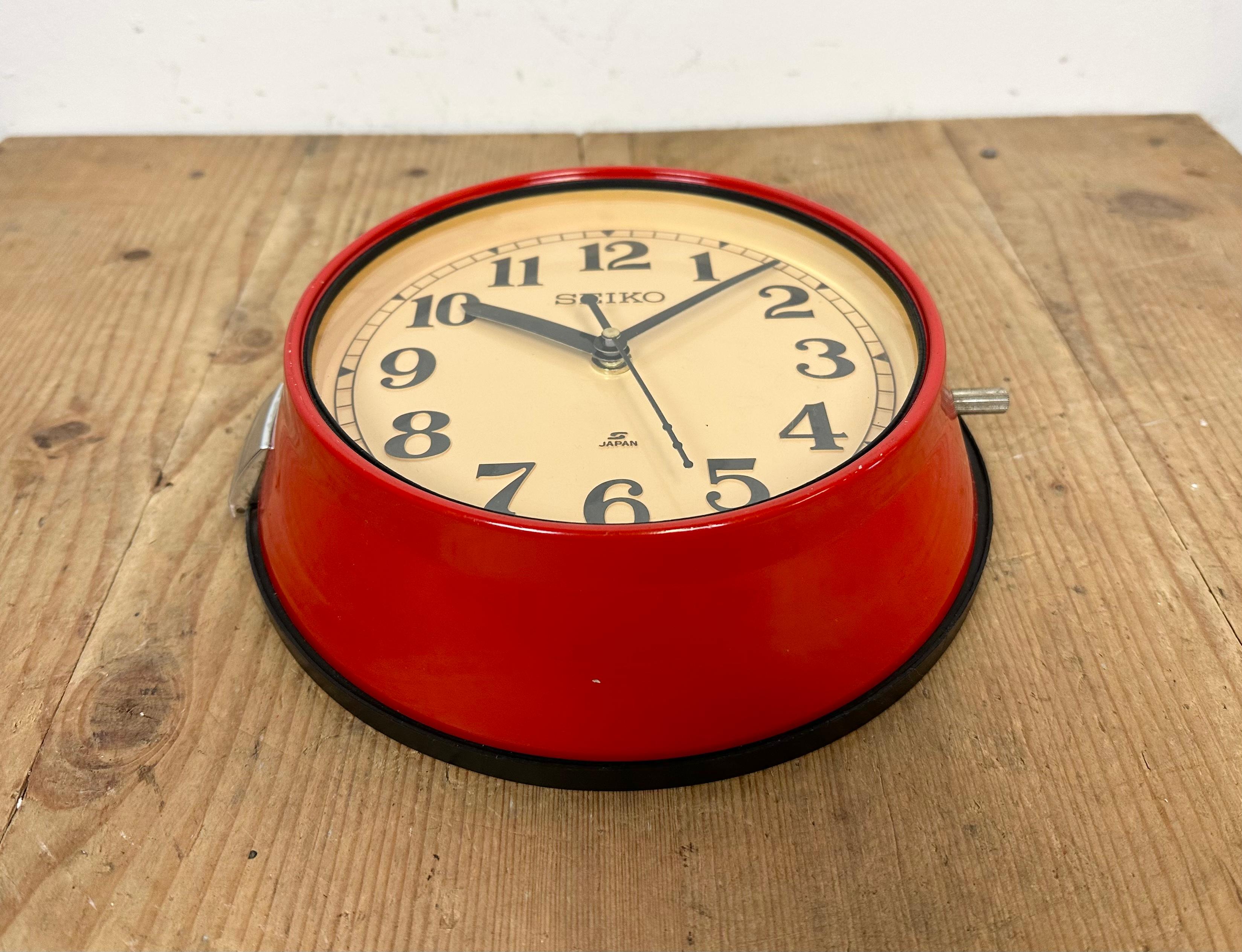 20th Century Vintage Red Seiko Navy Wall Clock, 1970s For Sale