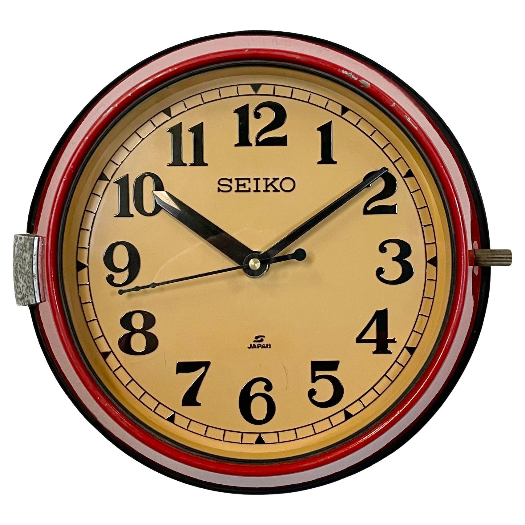 Vintage Red Seiko Navy Wall Clock, 1970s