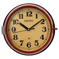 Used Red Seiko Navy Wall Clock, 1970s