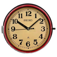 Vintage Red Seiko Navy Wall Clock, 1970s