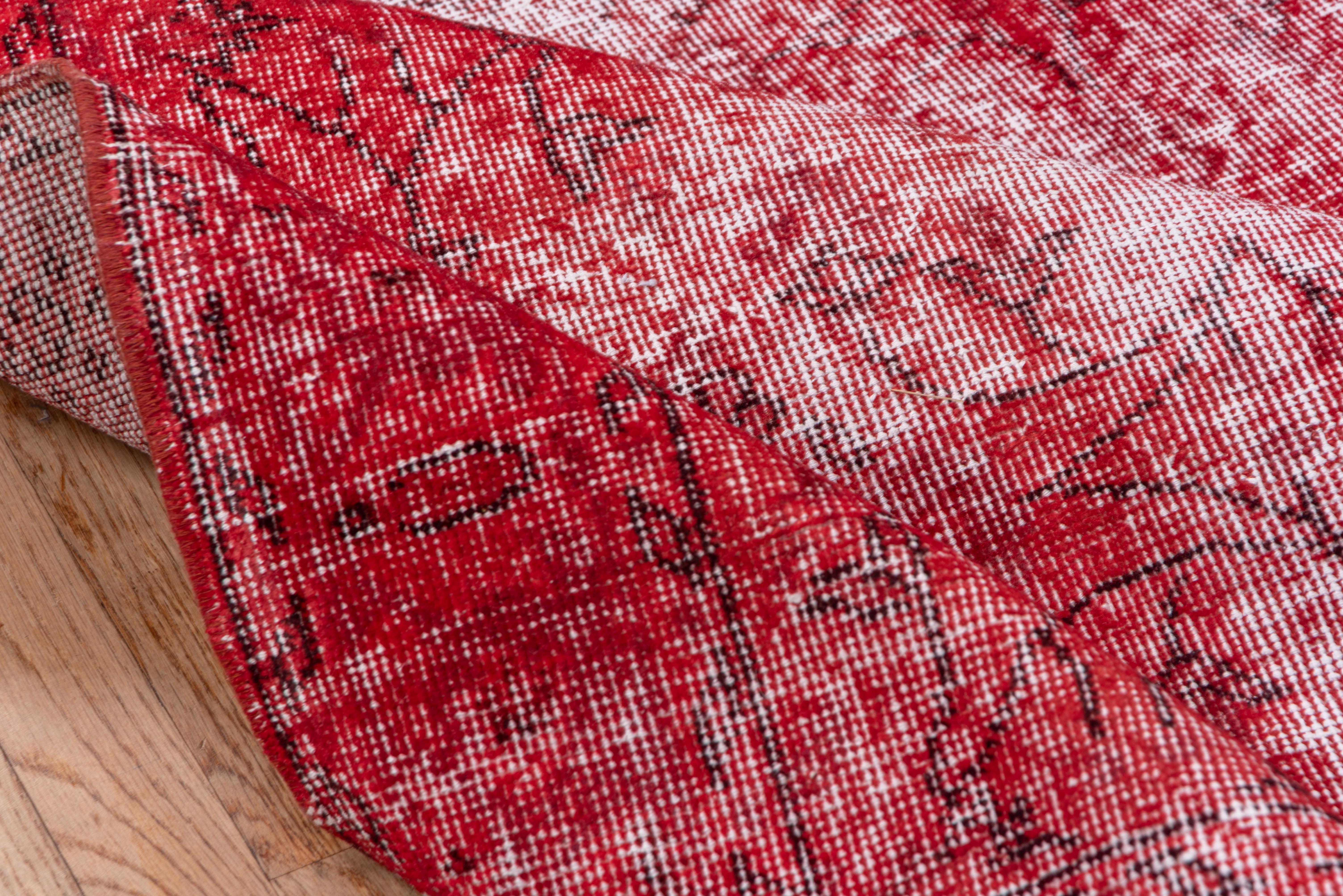 Hand-Knotted Vintage Red Shabby Chic Overdyed Sparta Rug For Sale