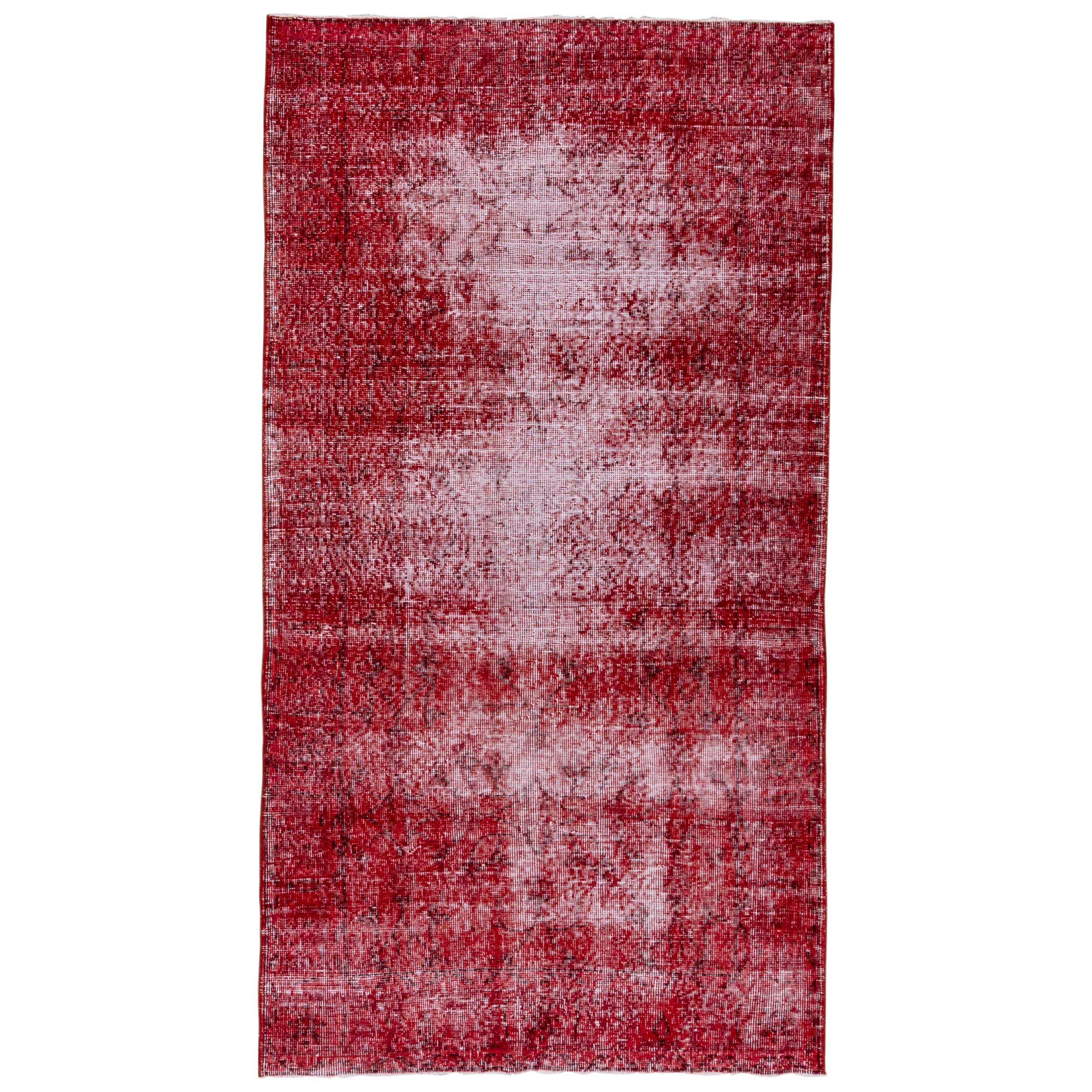 Vintage Red Shabby Chic Overdyed Sparta Rug