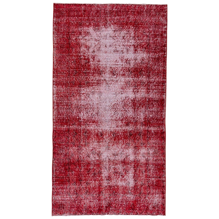Vintage Red Overdyed Wool Rug, Shabby Chic For Sale at 1stDibs
