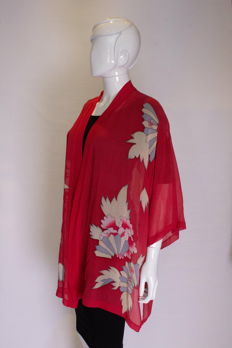 Vintage Red Silk Chiffon Kimono Jacket at 1stDibs red kimono jacket