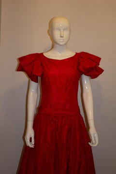 Vintage Red Silk Evening Gown