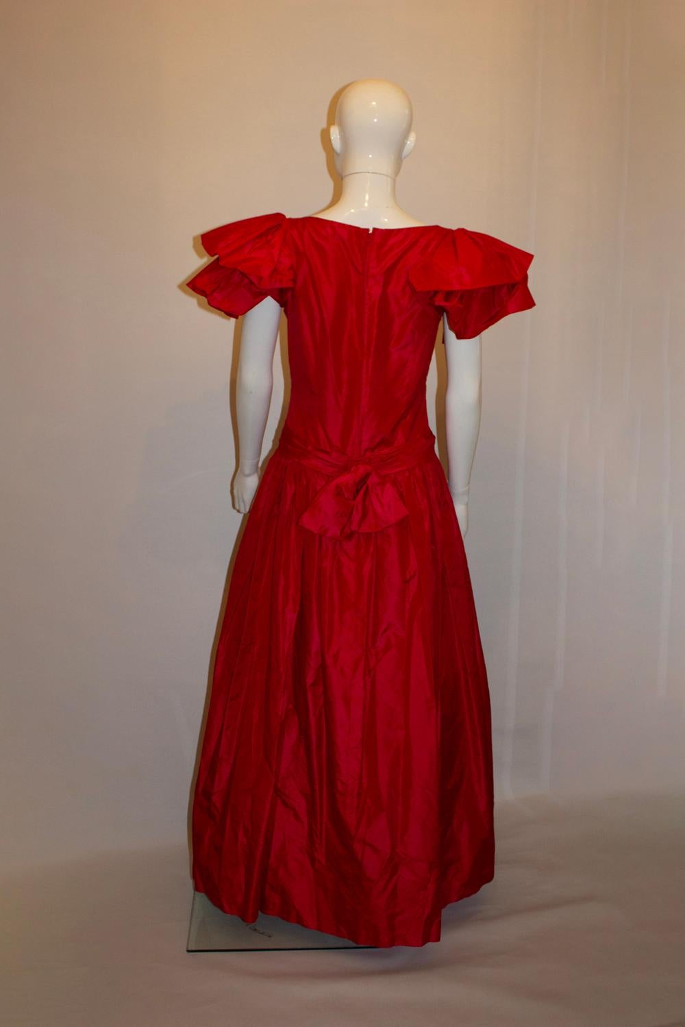 Women's Vintage Red Silk Evening Gown For Sale