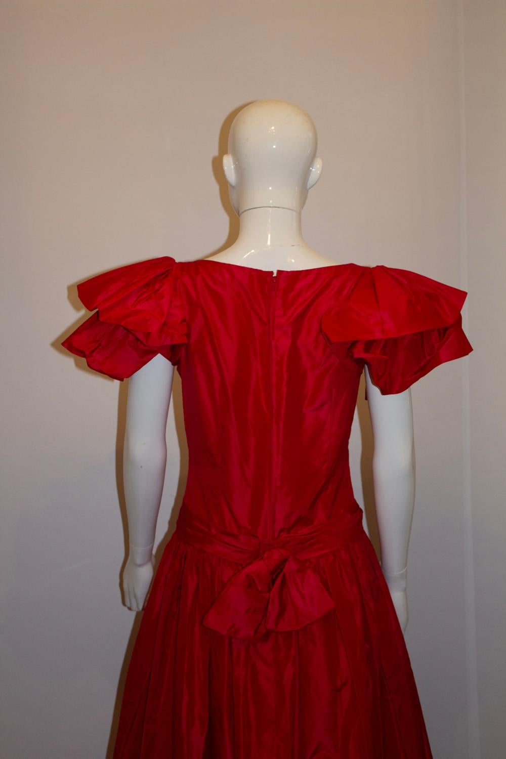 Vintage Red Silk Evening Gown For Sale 1