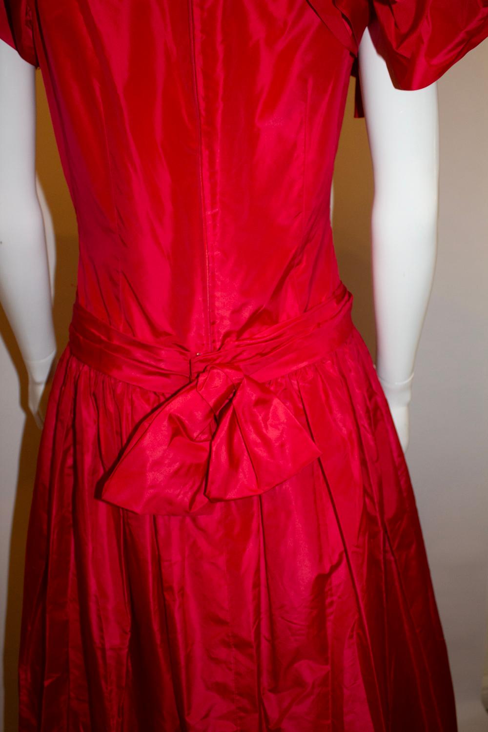 Vintage Red Silk Evening Gown For Sale 2