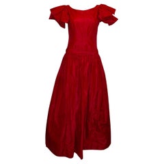 Vintage Red Silk Evening Gown
