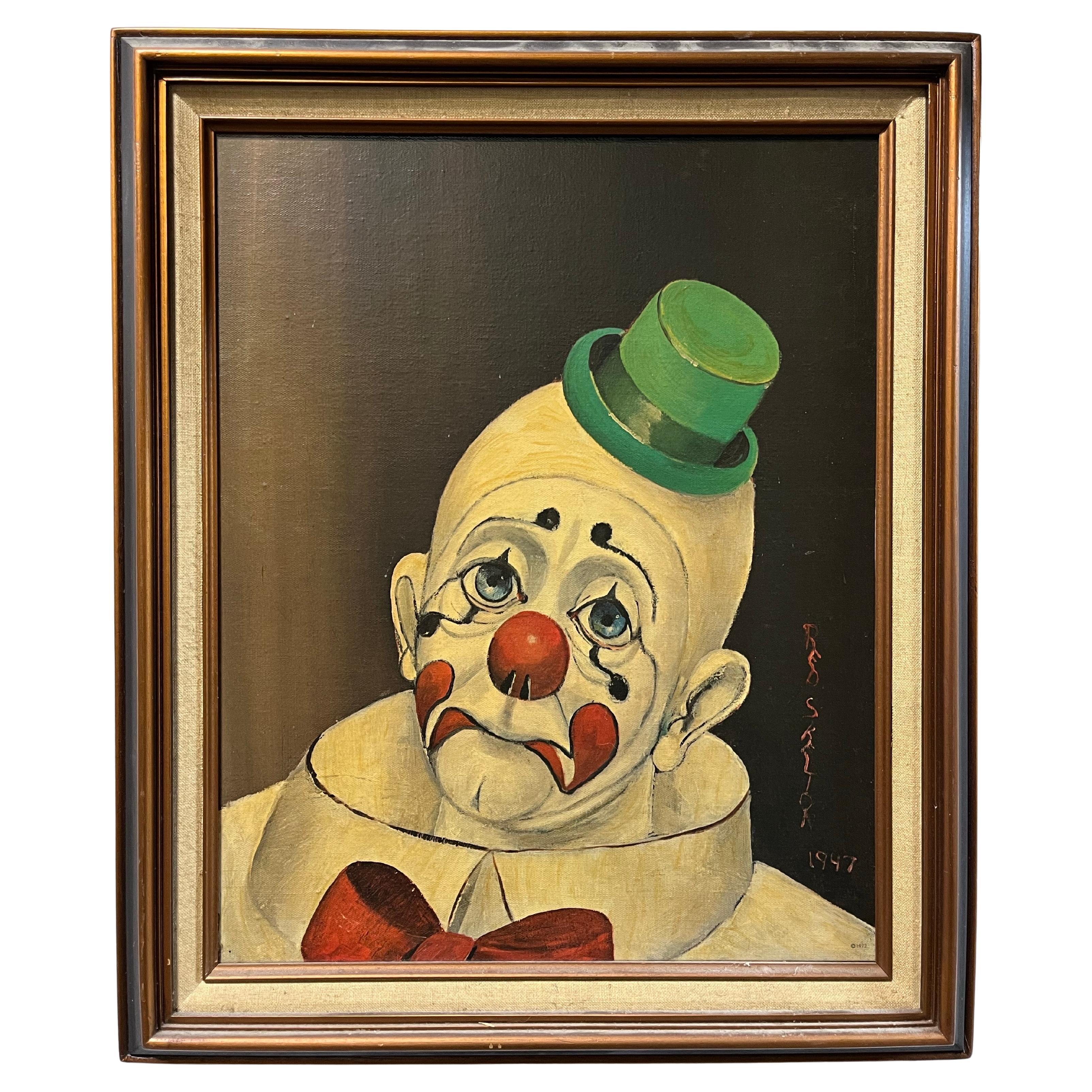Vintage Red Skelton Clown Gemälde Lithographie Druck 1972