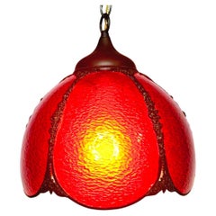 Vintage Red Slag Glass Tulip Pendant 