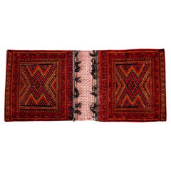 Vintage Red Small Tribal Wool Rug Afghan Saddlebag
