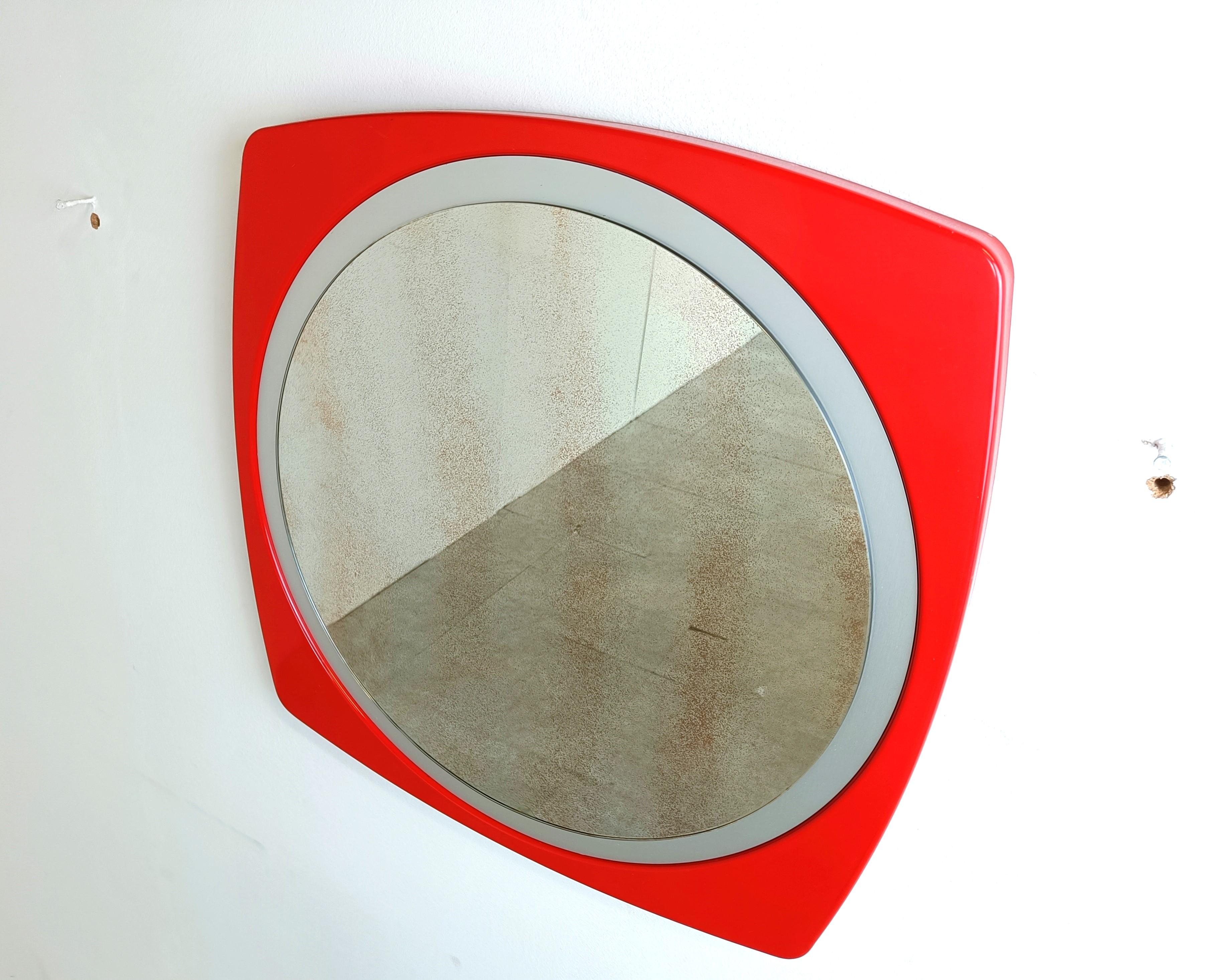 Vintage red space age mirror, 1970s For Sale 1