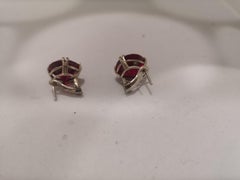 Vintage red stone silver tone earrings