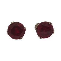 Boucles d'oreilles vintage de couleur rouge en pierre argentée