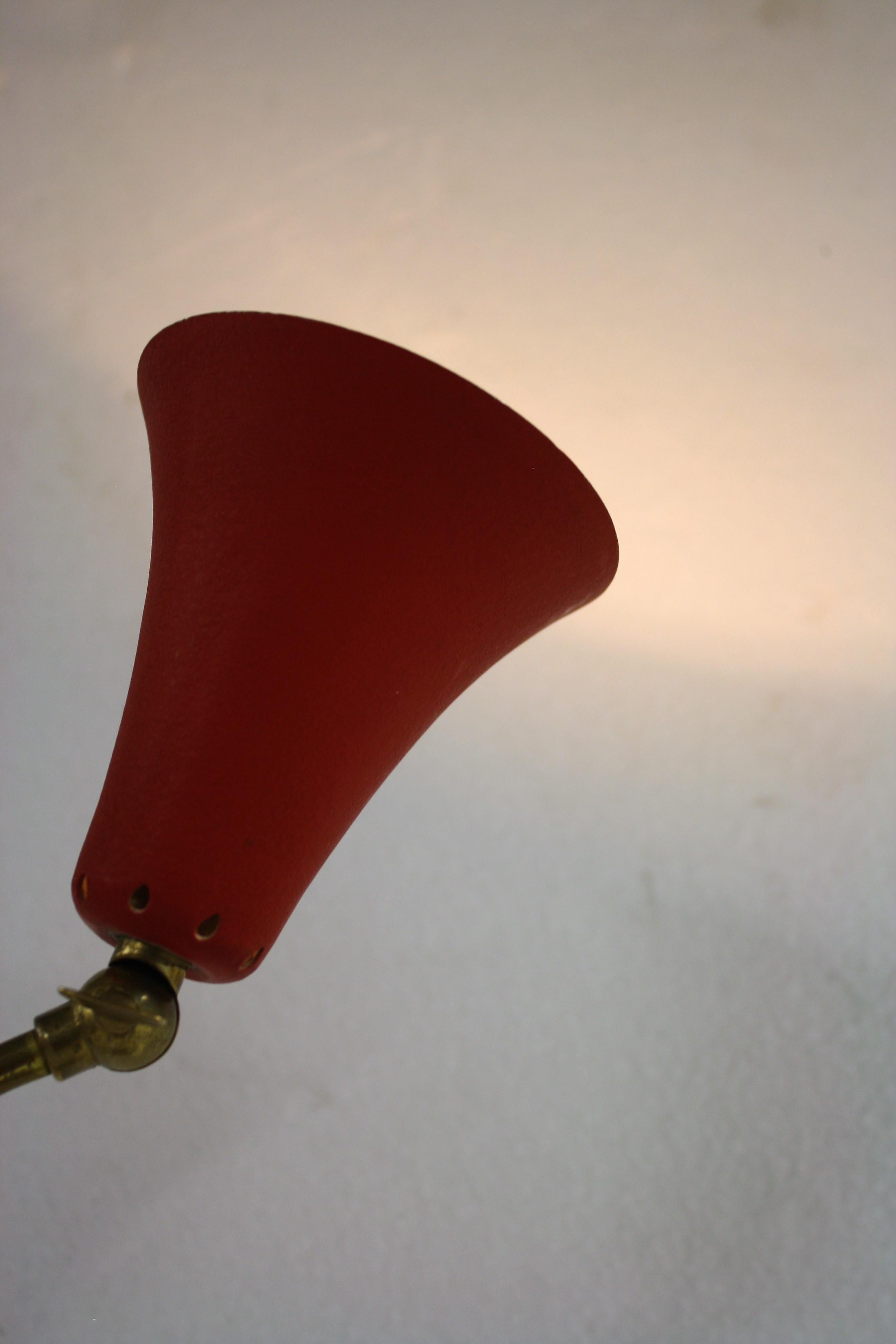 Vintage Red Table Lamp, 1950s 3