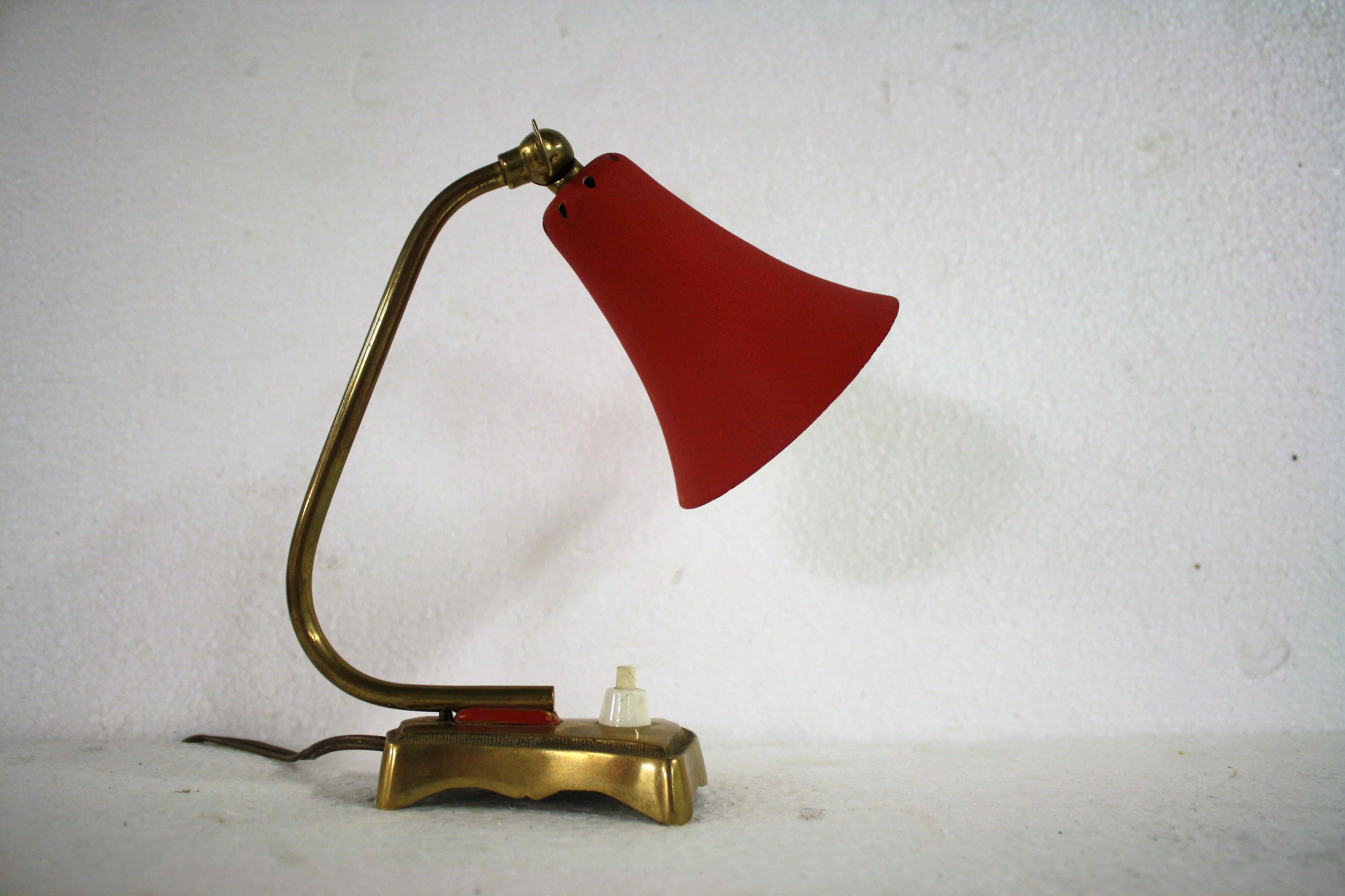 Mid-Century Modern Vintage Red Table Lamp, 1950s