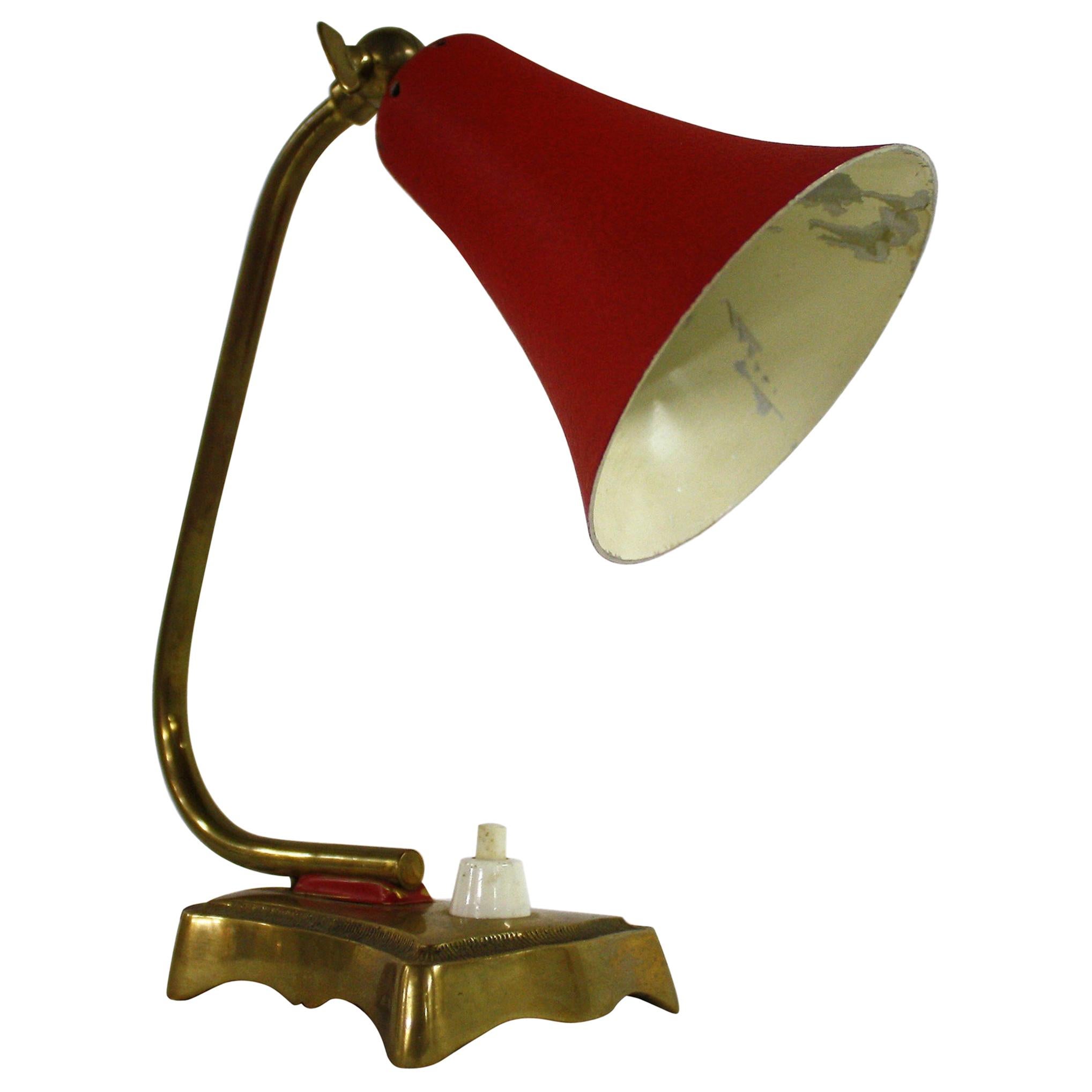Vintage Red Table Lamp, 1950s